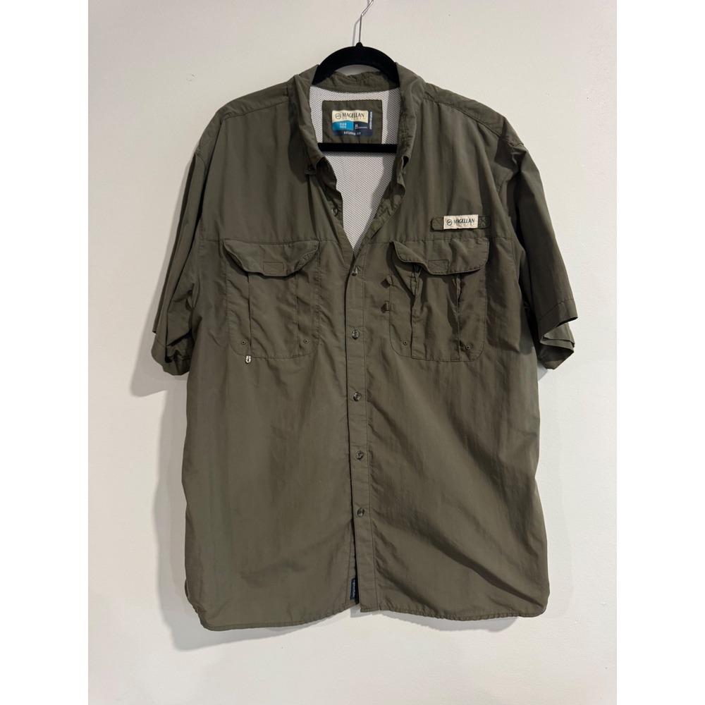Magellan Fish Gear Fishing Shirt Mens XL Green Relaxed Fit Moisture‎ Wicking